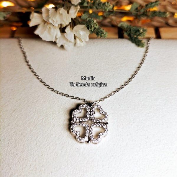Trébol de 4 Corazones Amor y Buena Suerte - Plata de Ley 925 y Circonitas