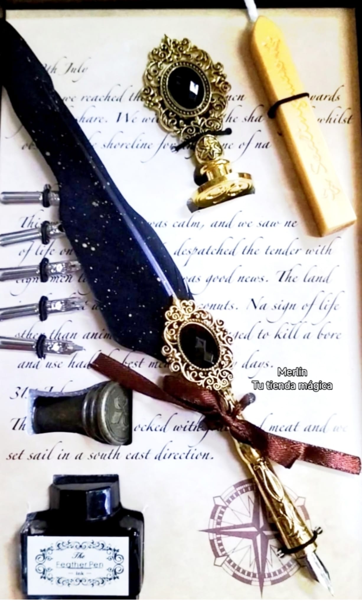 Set de Escritura Ceremonial - Pluma Negra